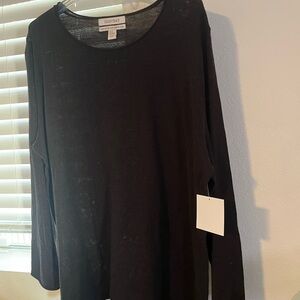 Ellen Tracy Elegant Black Merino Wool Top